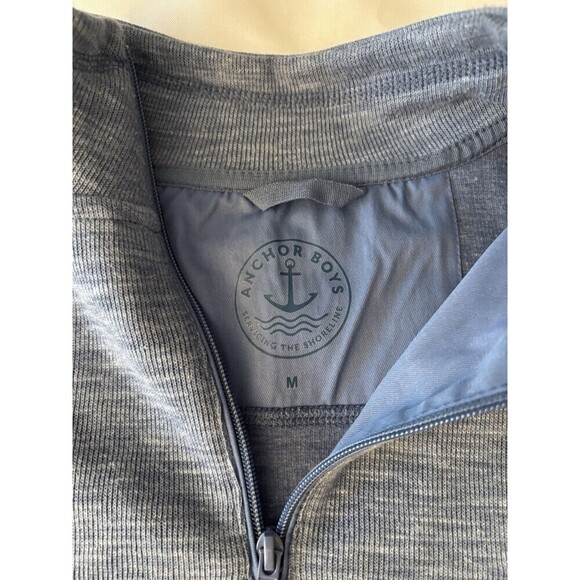 ANCHOR BOYS All Time Mens 1/4 Zip Pullover Medium Heather Blue Long Sleeve Golf - Picture 4 of 13